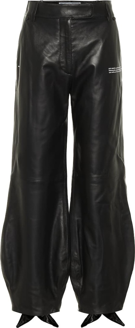 Off White Bow cuff leather pants