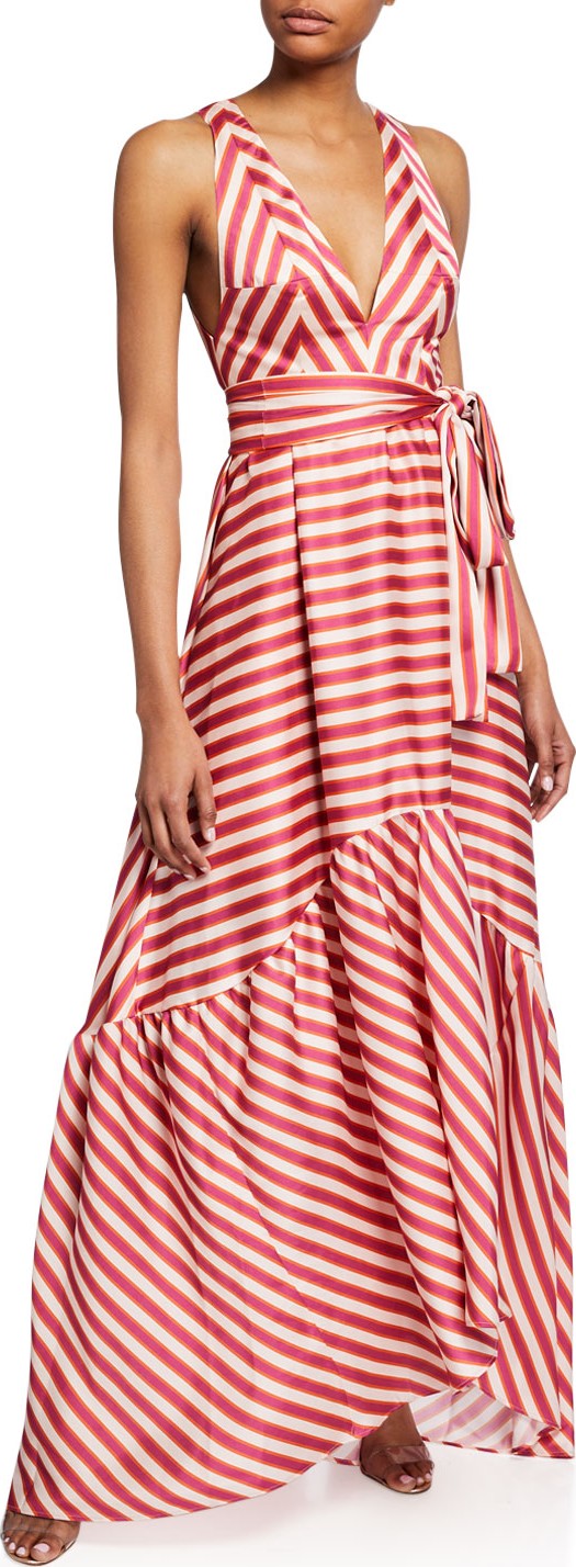 Alexis Oksana Striped Tie-Waist Maxi Dress