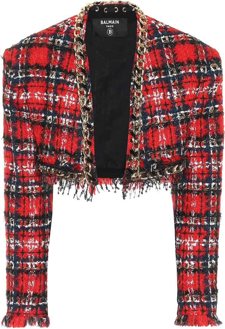 Balmain Checked tweed bolero jacket