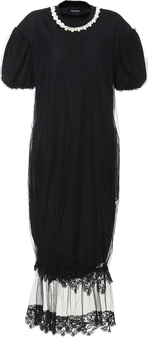 Simone Rocha Embellished tulle midi dress