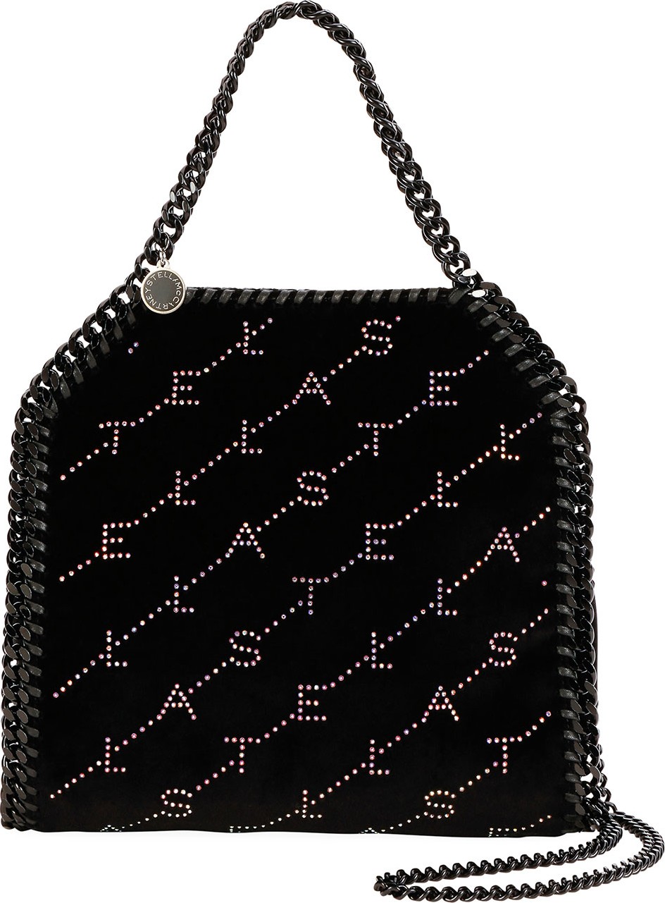 Stella McCartney Falabella Mini Crystal Monogram Velvet Tote Bag