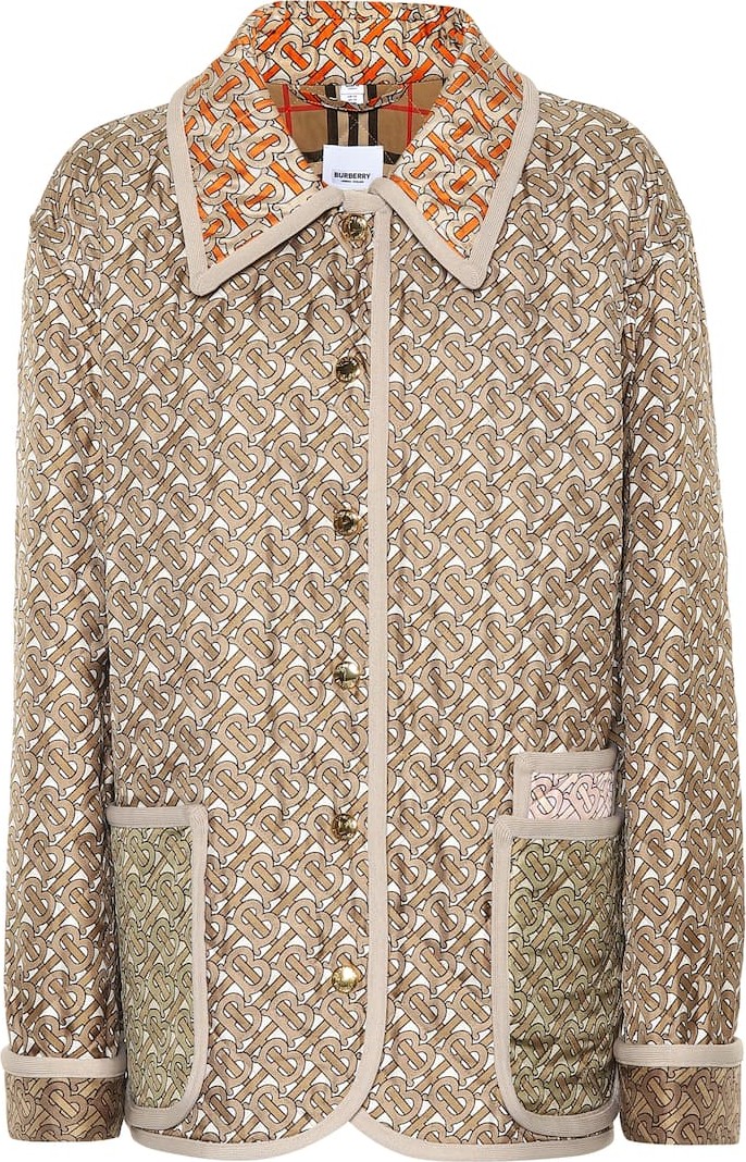 Burberry London England Printed quilted silk jacket