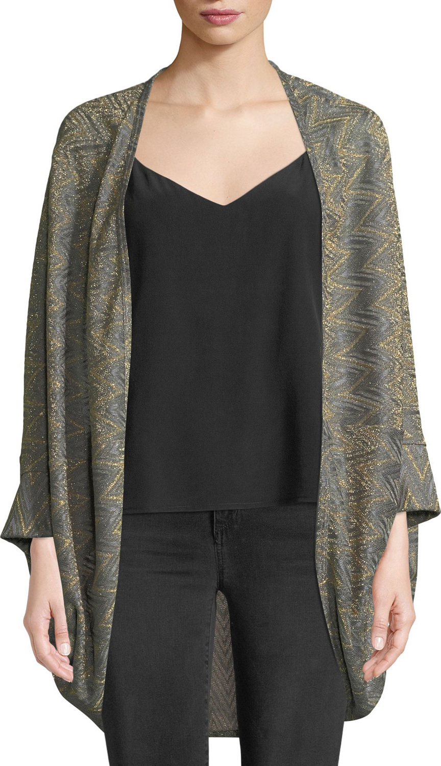 M Missoni Metallic Zigzag Cape Cardigan