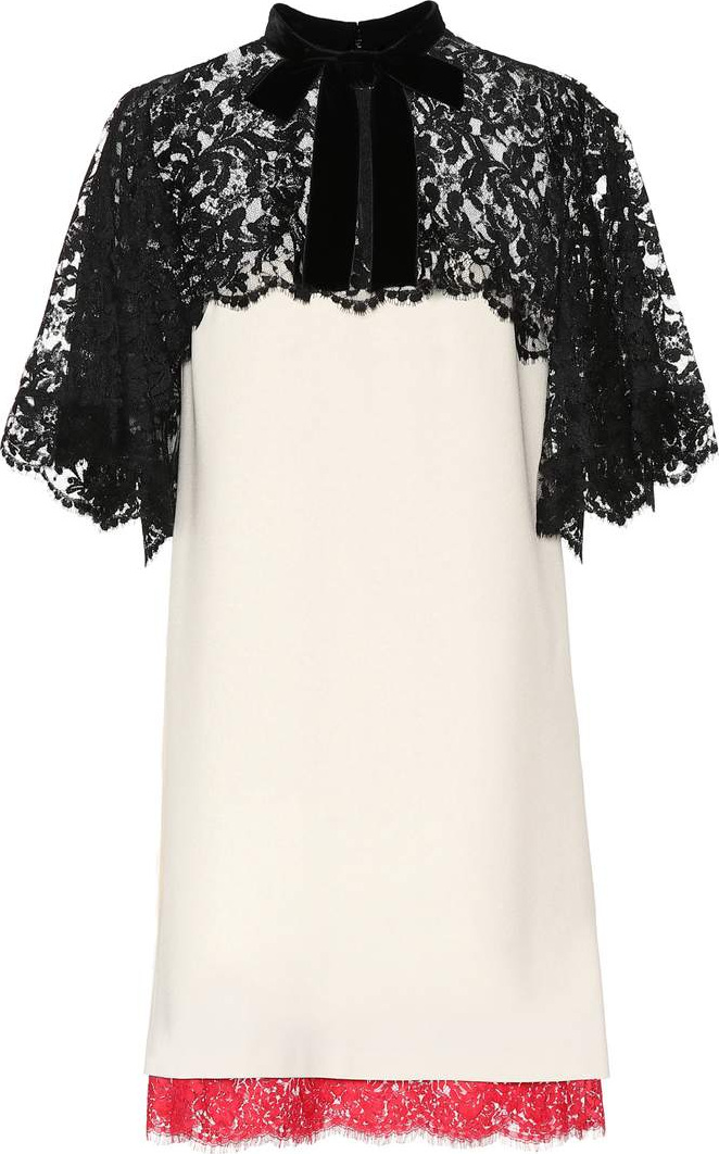 Gucci Lace-trimmed crêpe minidress