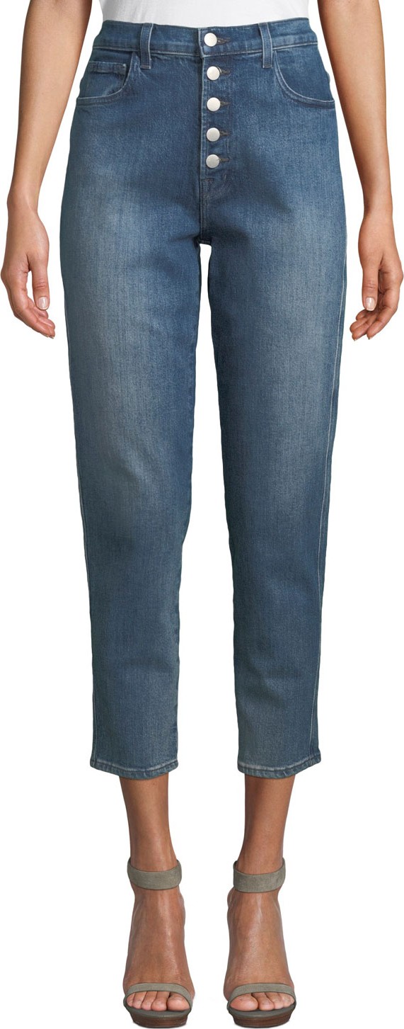 J BRAND Heather High-Rise Button-Fly Cropped Jeans
