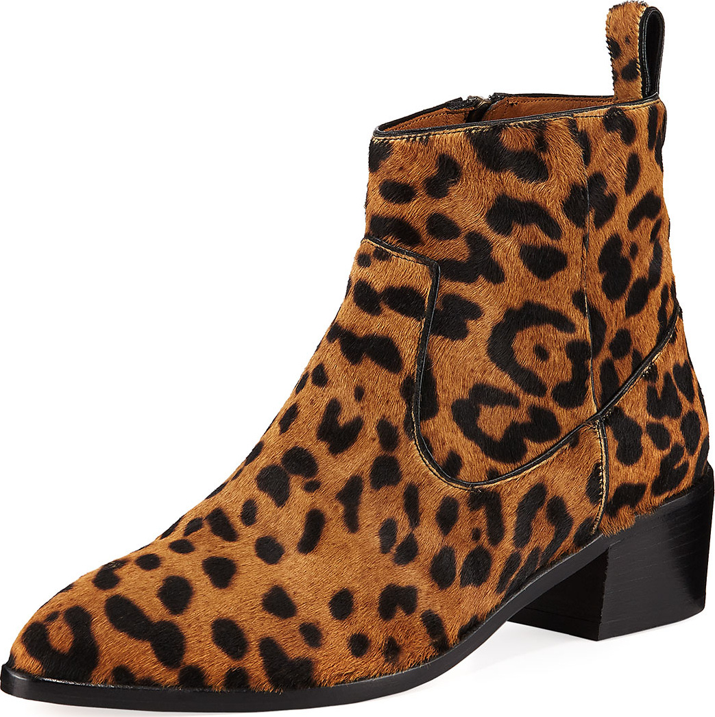 Veronica Beard Tanner Low-Heel Leopard-Print Booties