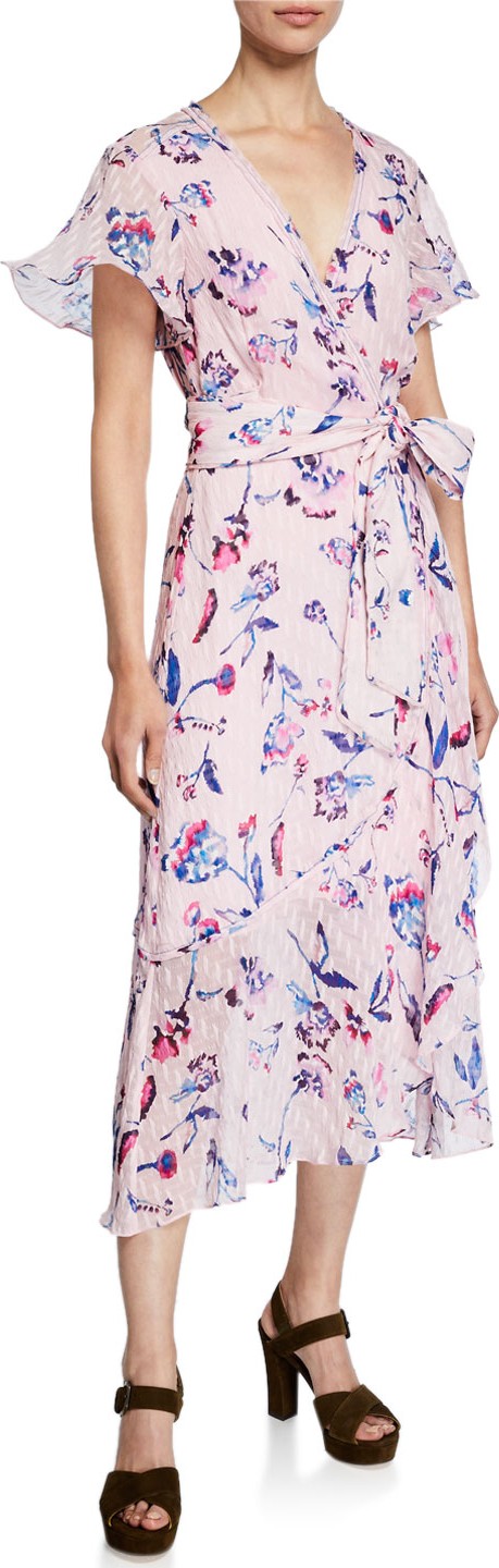 Tanya Taylor New Blaire Floral-Print Short-Sleeve Wrap Dress Tanya Taylor New Blaire Floral-Print Short-Sleeve Wrap Dress