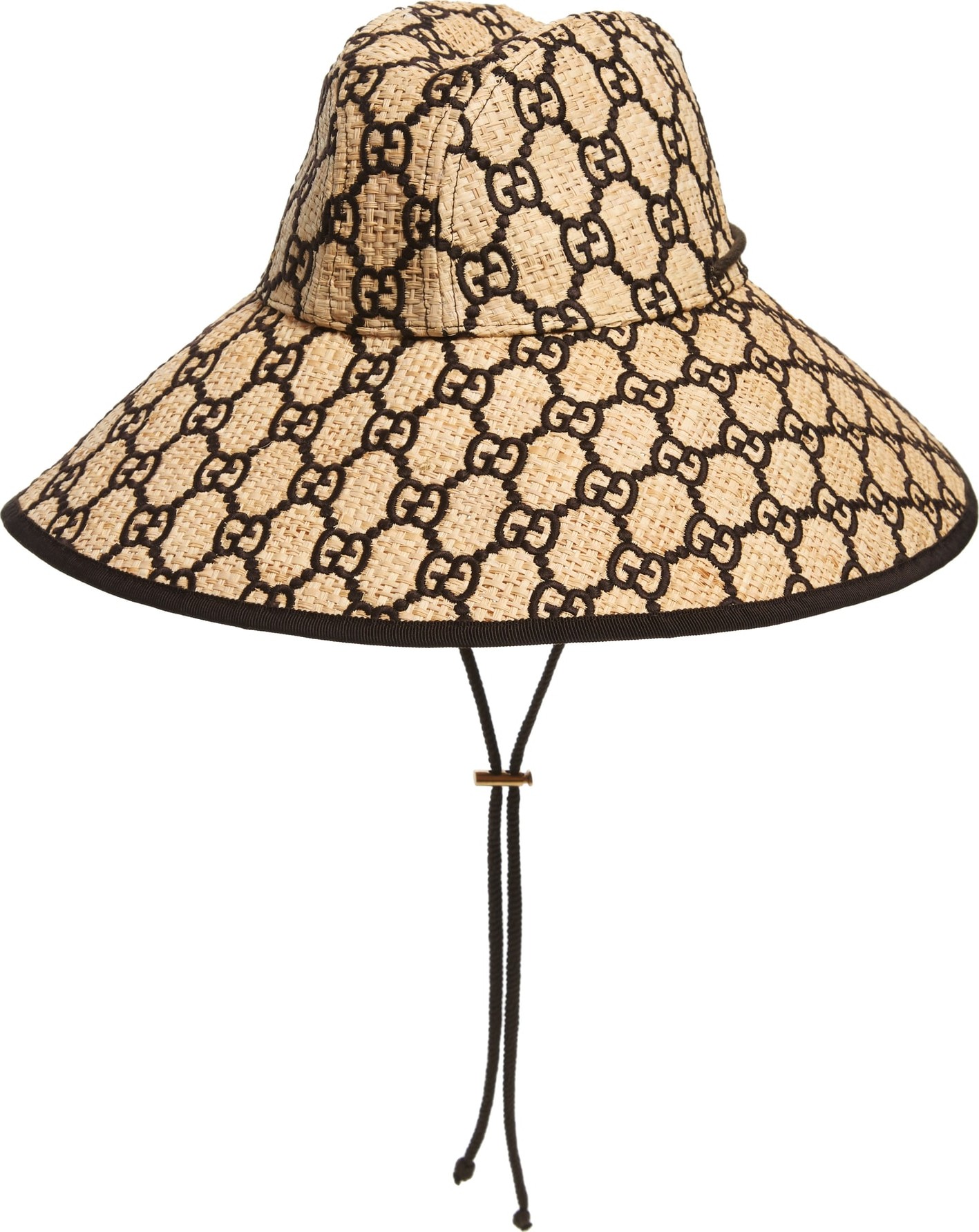 Gucci Iris GG Embroidered Woven Raffia Hat