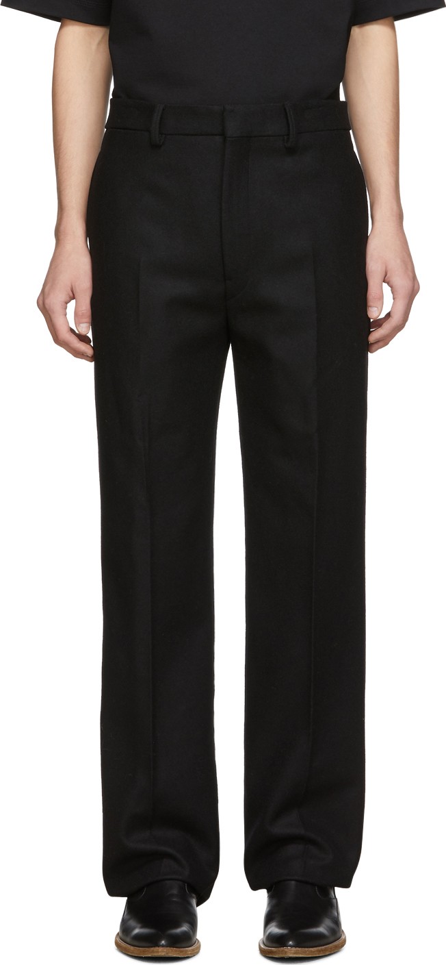 Lemaire Black Wool Felt Trousers