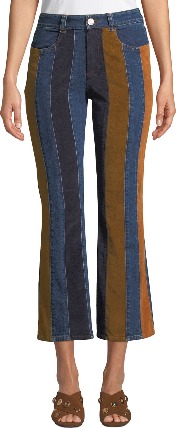See By Chloé Striped High-Rise Flare-Leg Jeans