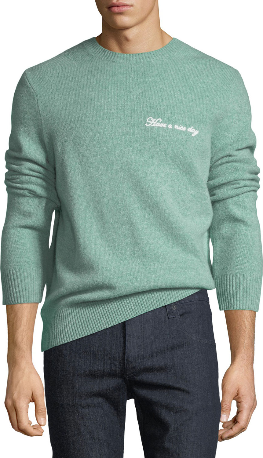 Rag & Bone Men's Victor Wool-Cashmere Nice Day Embroidered Sweater