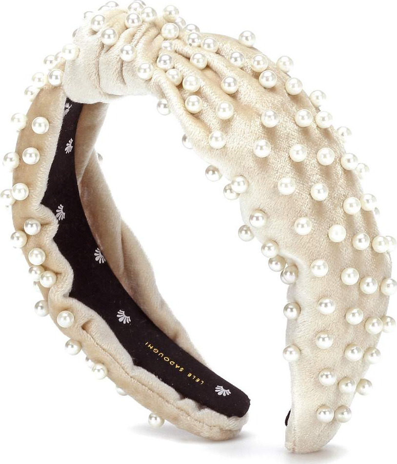 Lele Sadoughi Velvet faux pearl headband