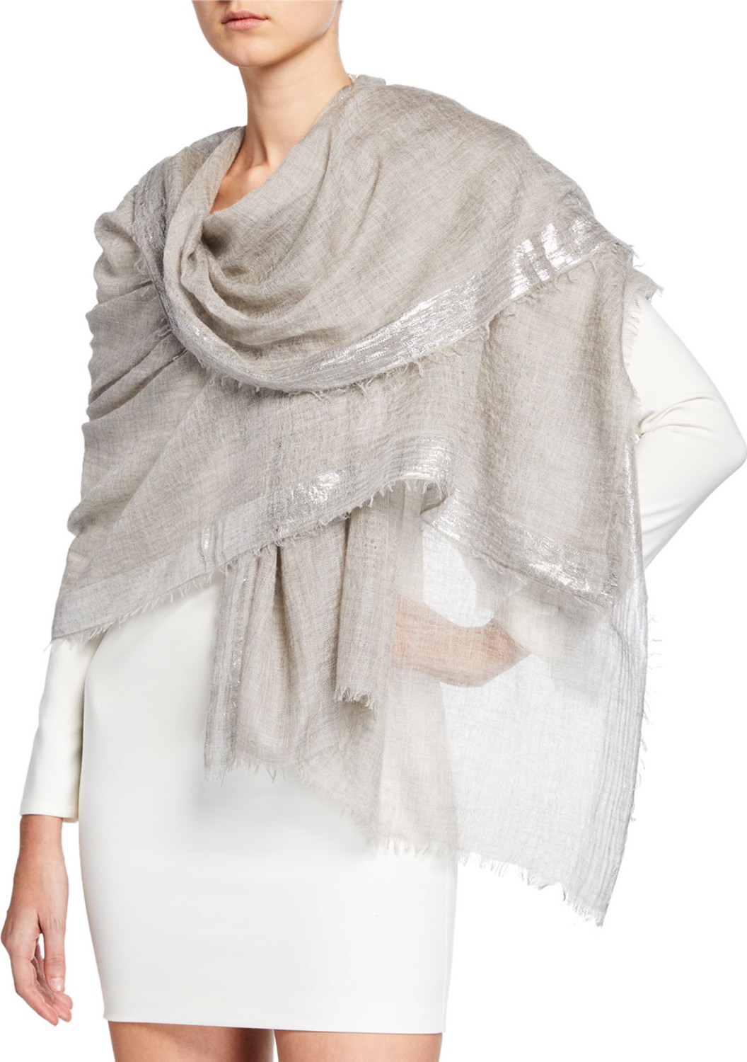 Bindya Sparge Cashmere Metallic Stripe Stole