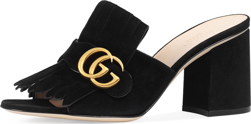 Gucci 75mm Marmont Suede Slide