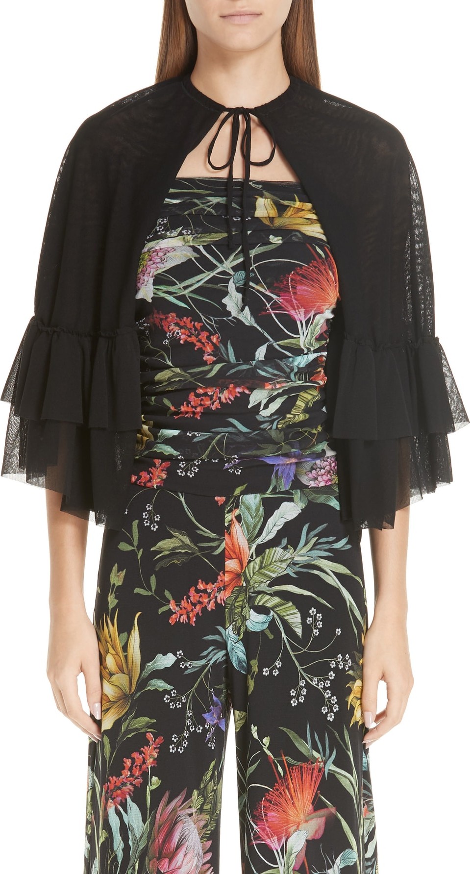 Fuzzi Ruffle Tulle Capelet