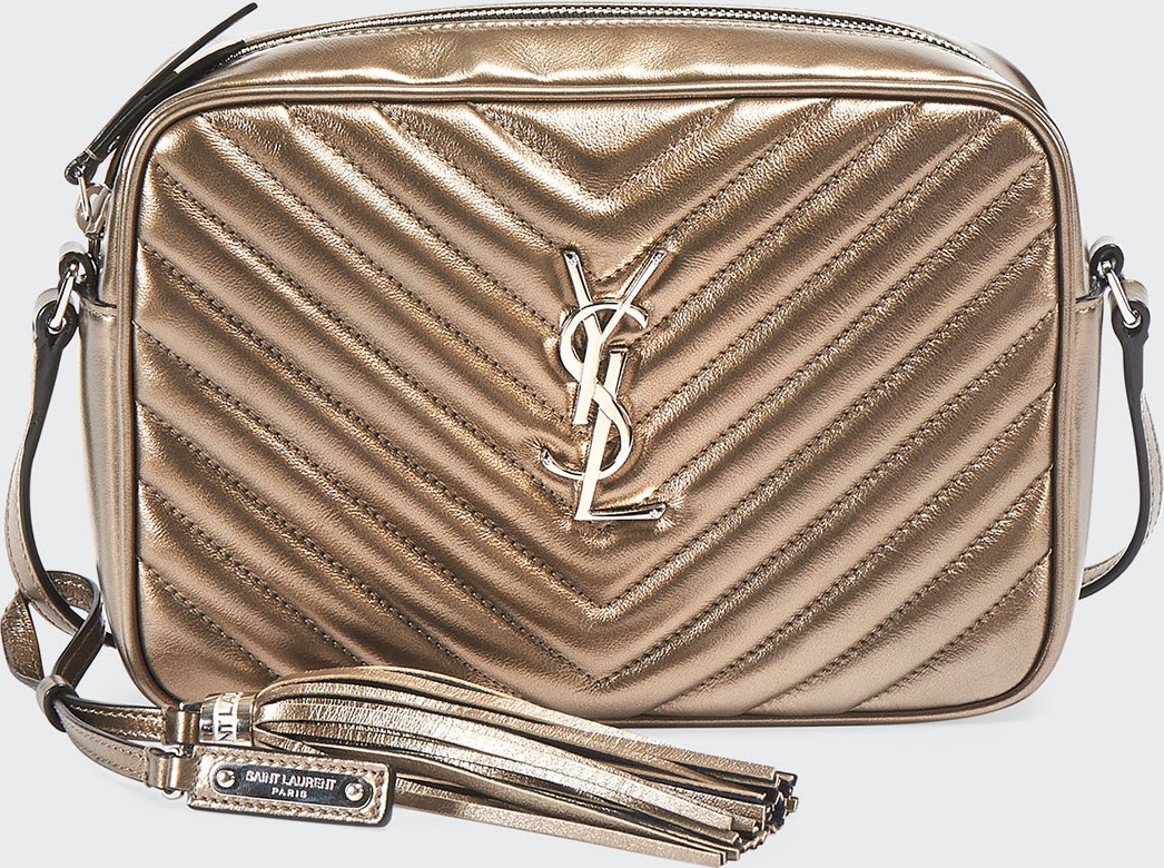 Saint Laurent Lou Medium YSL Monogram Metallic Leather Camera Bag