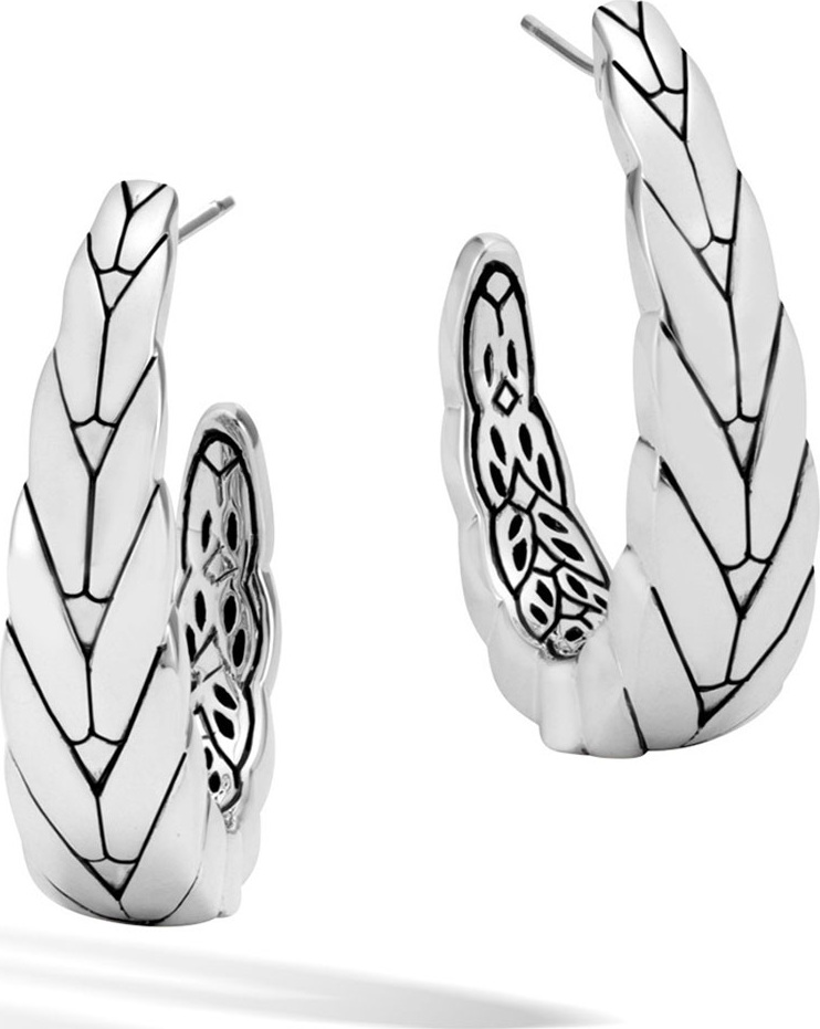 John Hardy Modern Chain Silver Medium J Hoop Earrings