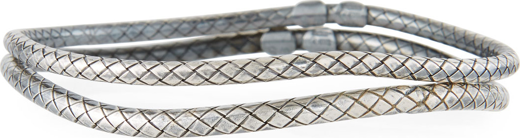 Bottega Veneta Skinny Bangle Bracelet Pair