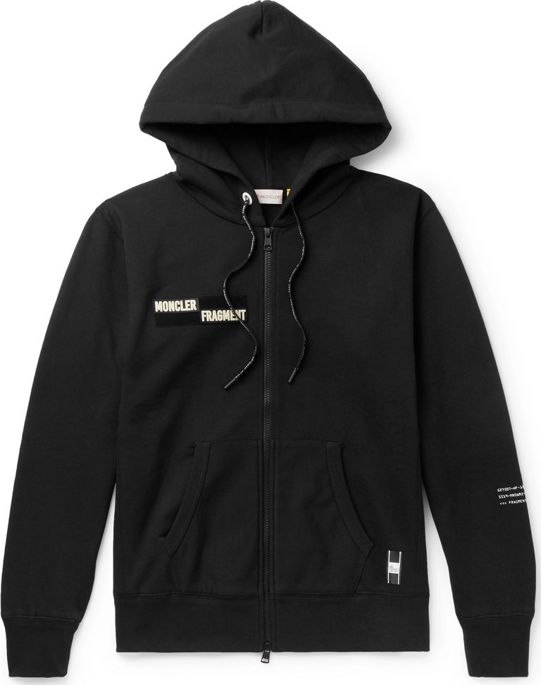 Moncler Genius 7 Moncler Fragment Appliquéd Printed Loopback Cotton-Jersey Zip-Up Hoodie