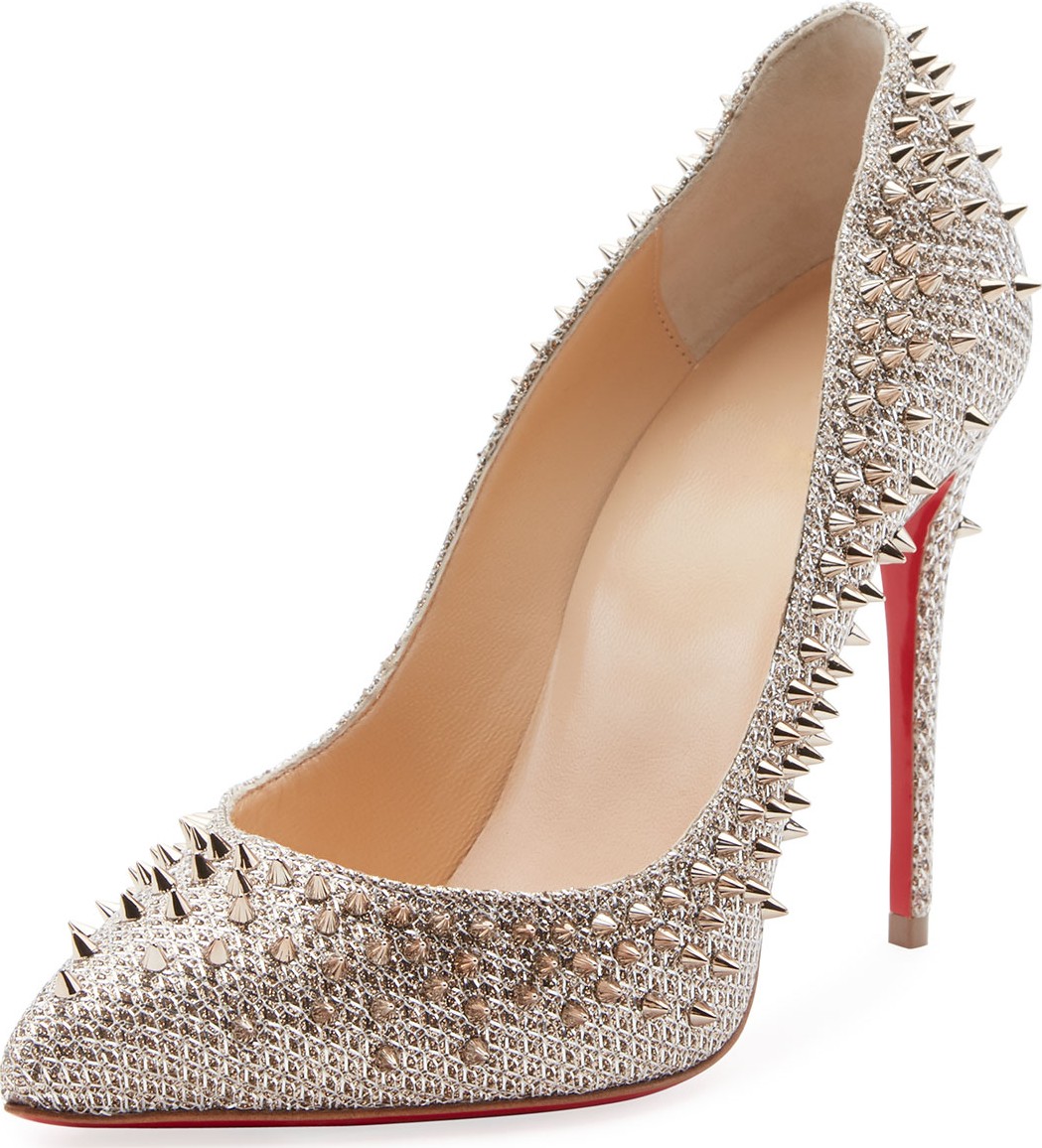 Christian Louboutin Escarpic 100mm Spiked Fabric Red Sole Pumps