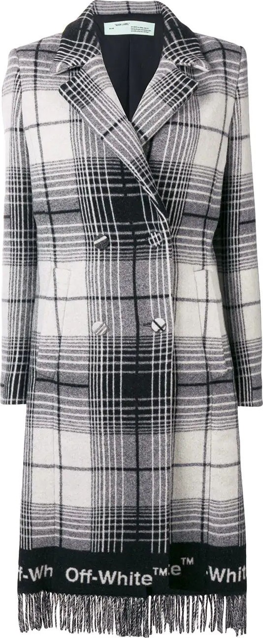 Off White double-breasted checked coat