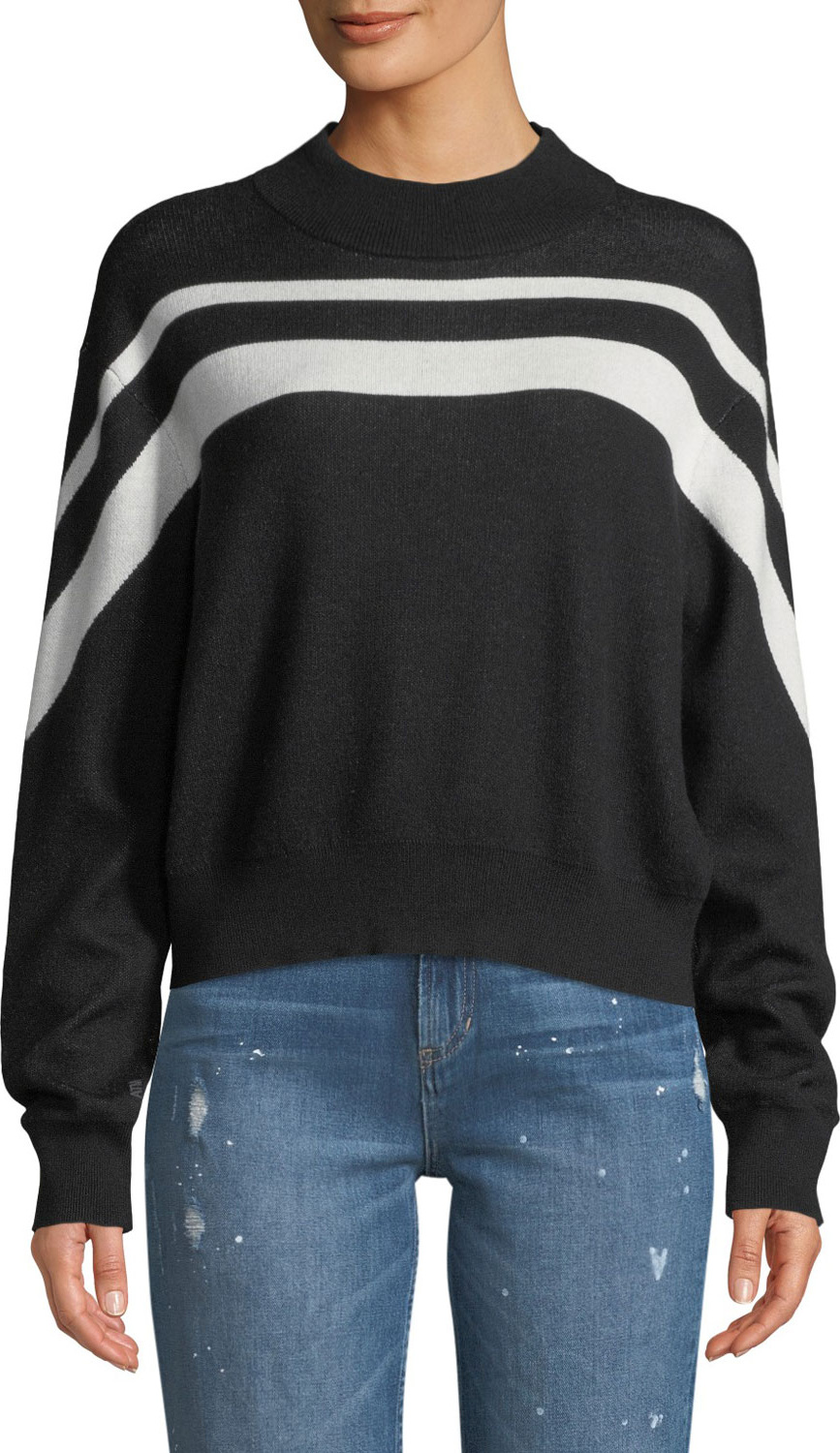 ATM Anthony Thomas Melillo Cashmere-Blend Intarsia Striped Pullover Sweater