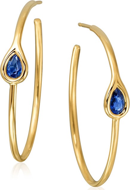 Maria Canale Blue Sapphire Teardrop Hoop Earrings