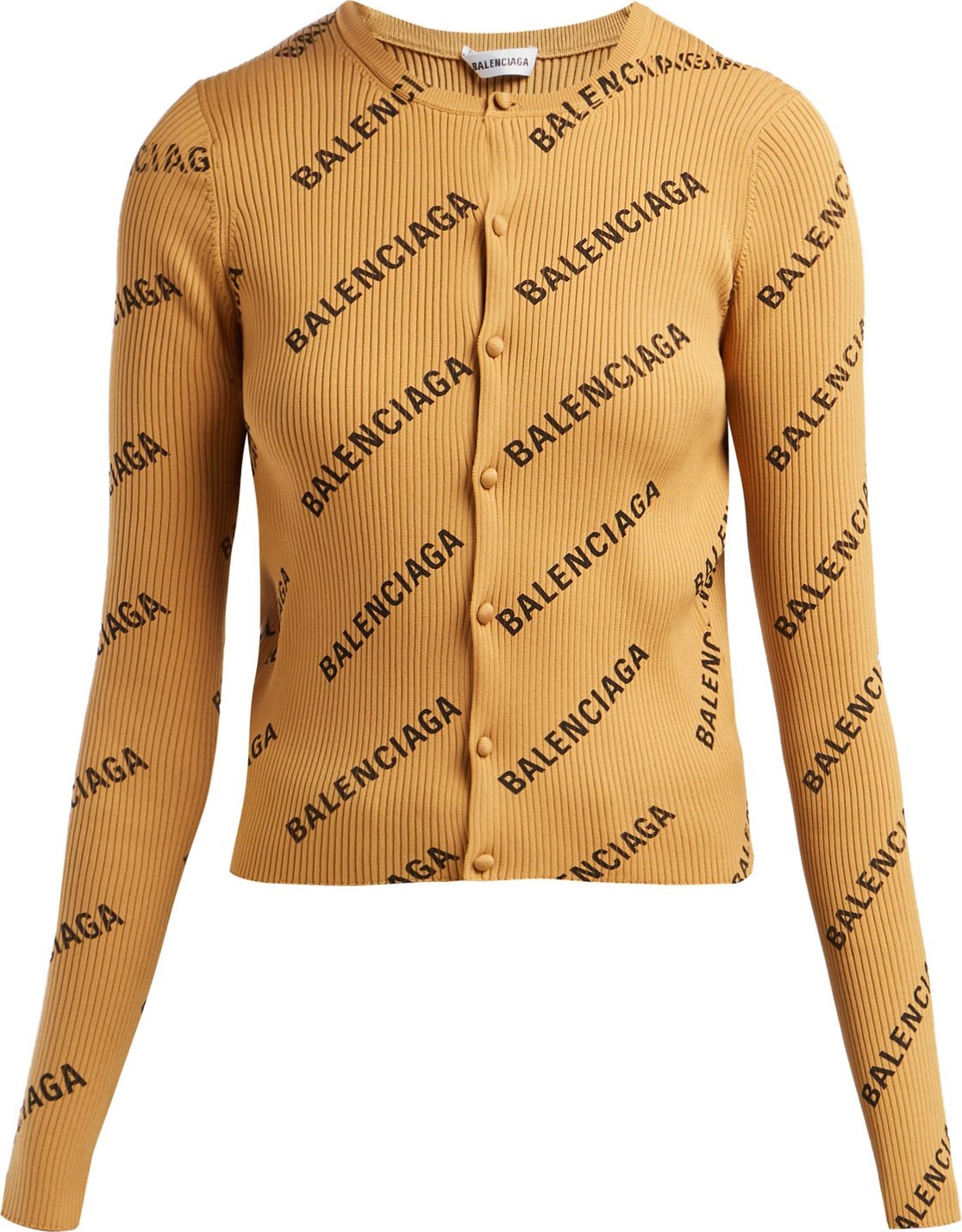 Balenciaga Diagonal logo-print ribbed cardigan
