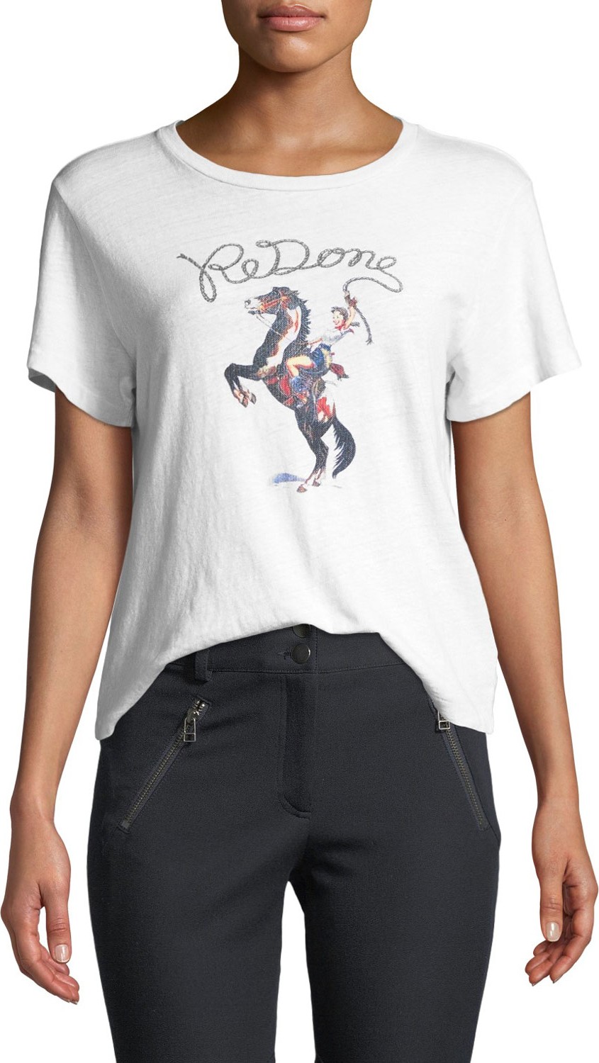 RE/DONE Classic Crewneck Cowgirl Graphic Short-Sleeve Tee