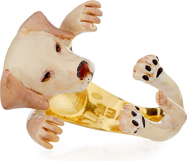 Visconti & Du Reau Labrador Retriever Plated Enamel Dog Hug Ring, Size 8