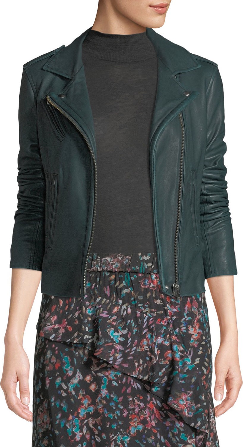 IRO Han Leather Zip-Front Moto Jacket