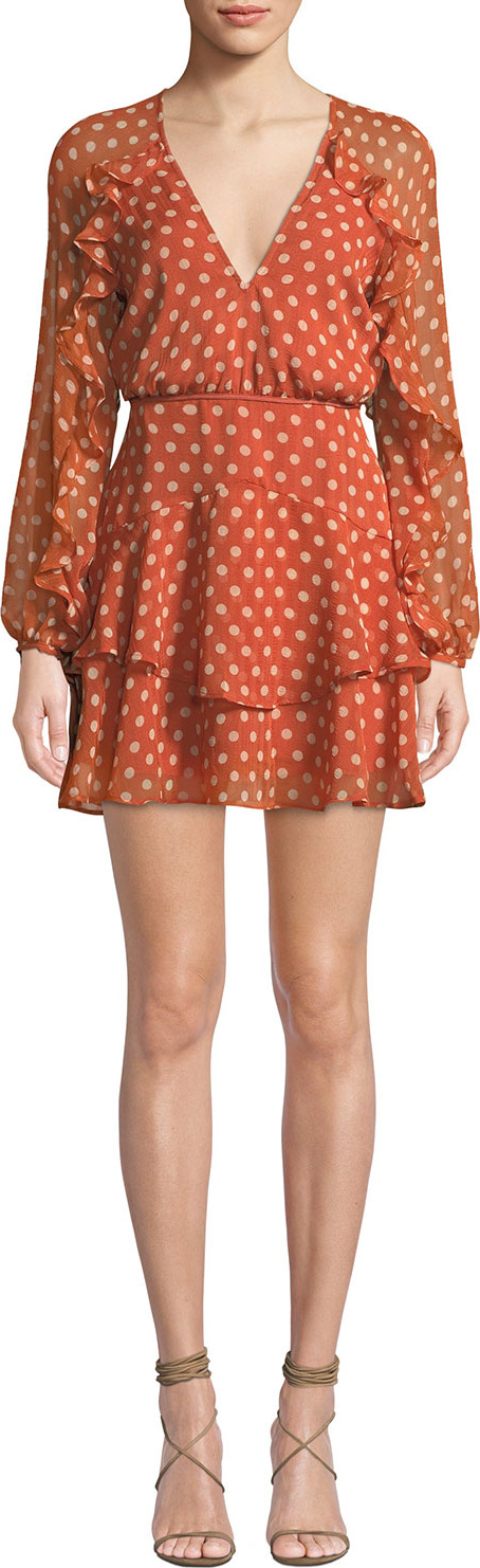 Talulah Love Token Polka-Dot Ruffle Short Dress