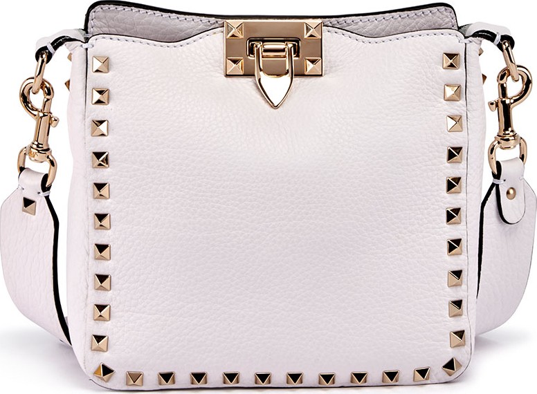 Valentino Rockstud Mini Vitello Stampa Leather Hobo Bag