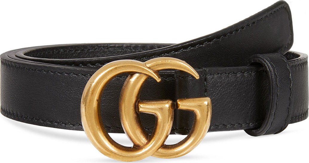 Gucci Thin Leather GG-Buckle Belt