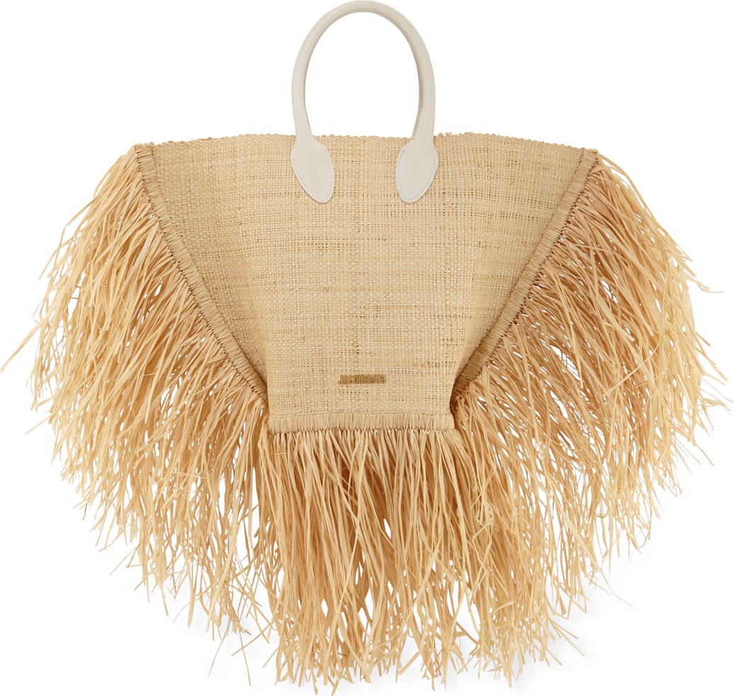 Jacquemus Le Baci Fringed Straw Tote Bag