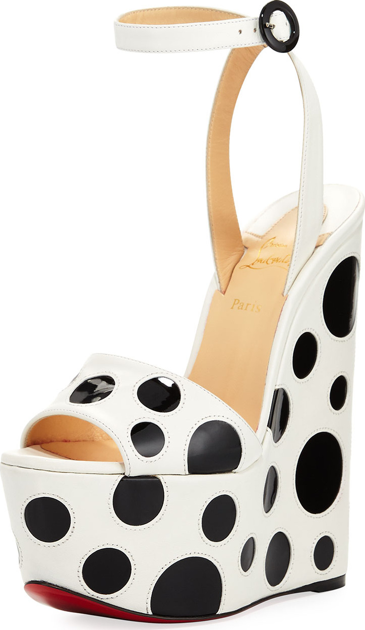 Christian Louboutin Bibariellita Polka-Dot Red Sole Sandal Christian Louboutin Bibariellita Polka-Dot Red Sole Sandal