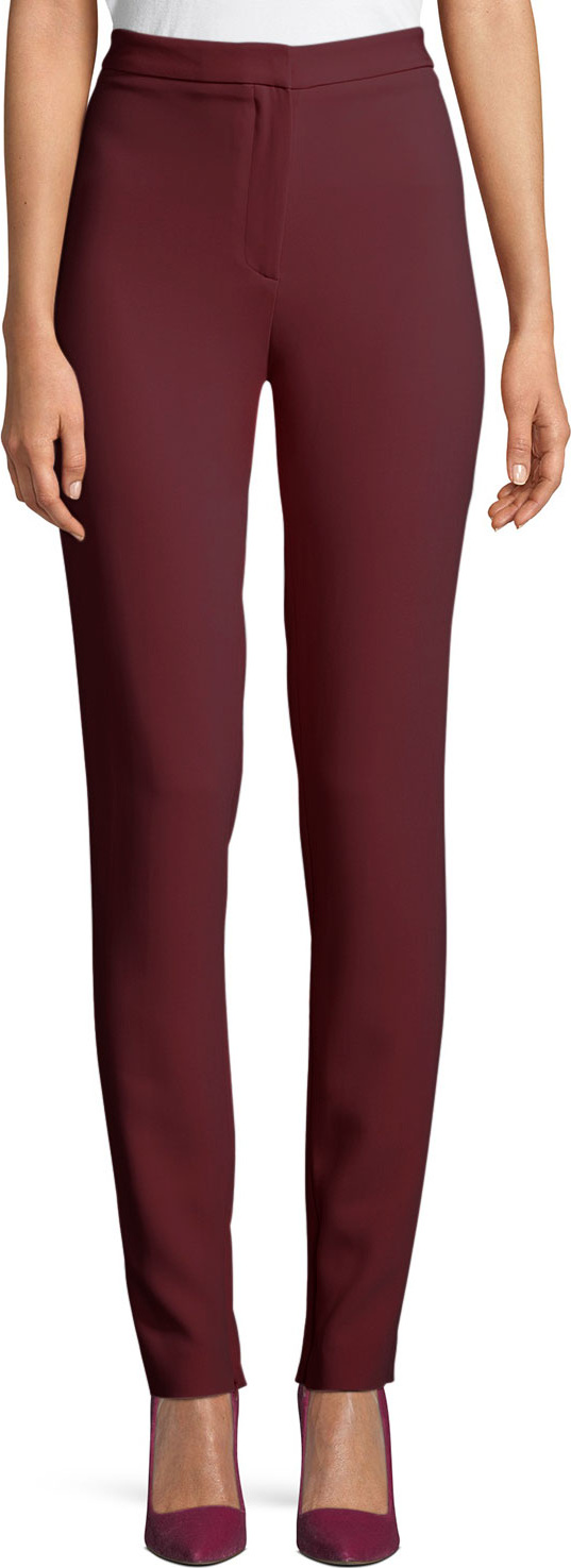 ELIE SAAB High-Waist Slim Skinny-Leg Cady Pants w/ Invisible Bottom Zipper