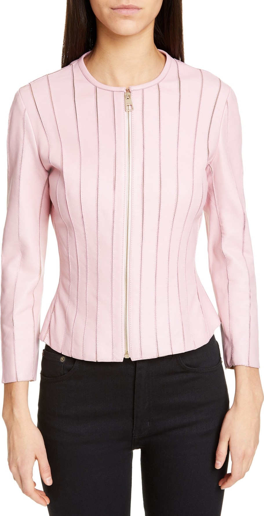 Versace Collection Mesh Rib Leather Jacket