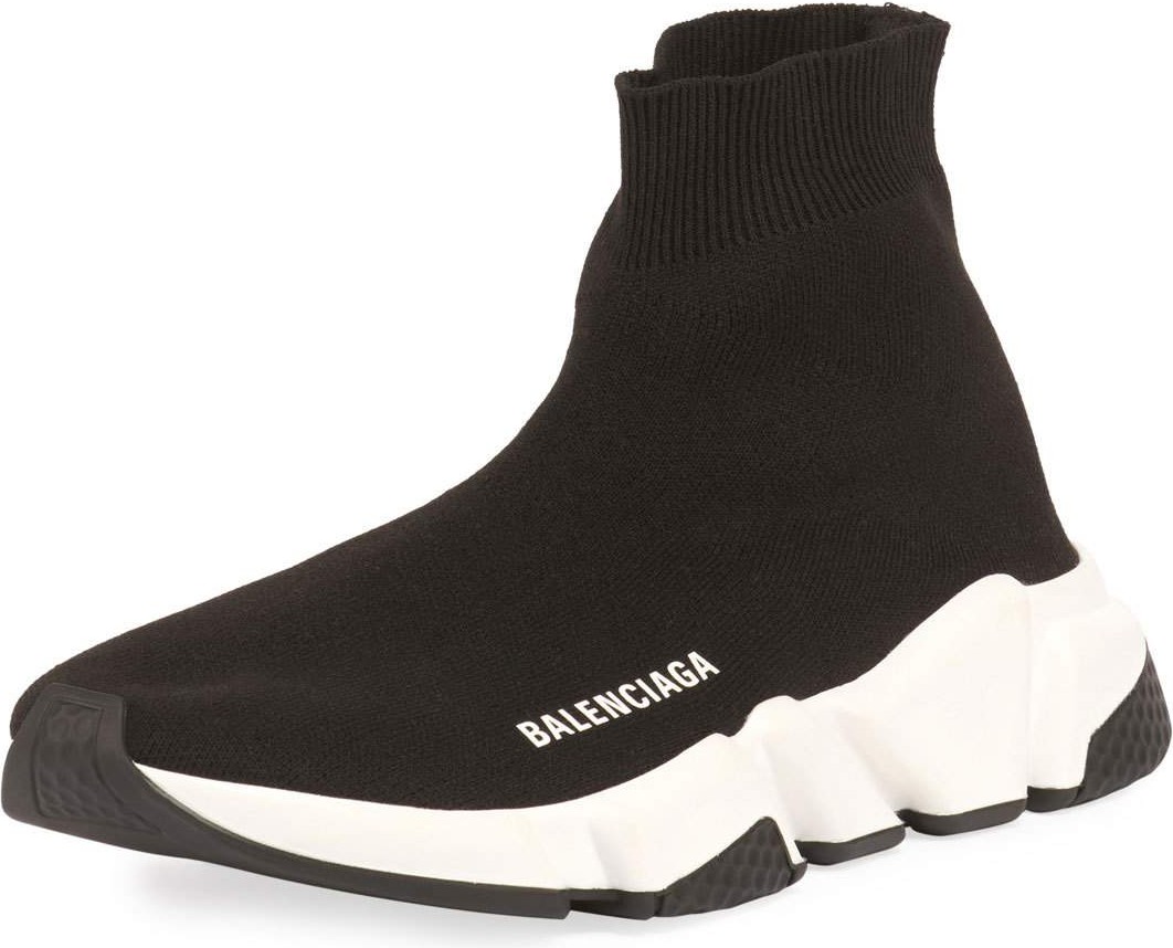 Balenciaga Stretch-Knit High-Top Trainer  Noir