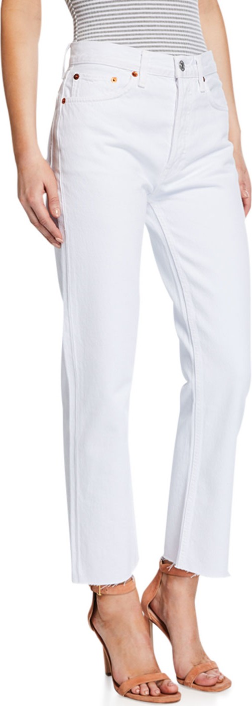 RE/DONE High-Rise Stovepipe Raw-Edge Cropped Jeans