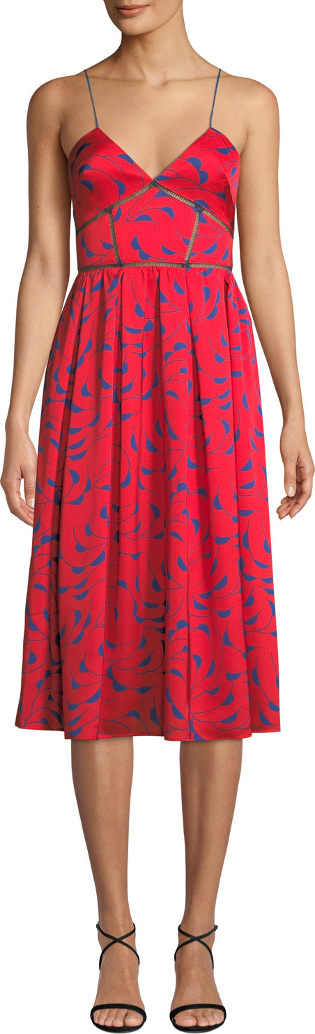 Self Portrait Azaelea Printed Sleeveless Midi Dress
