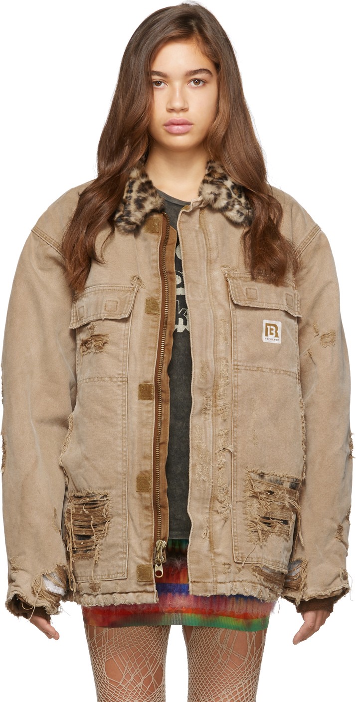 R13 Tan Vintage Arctic Quilt Lined Jacket