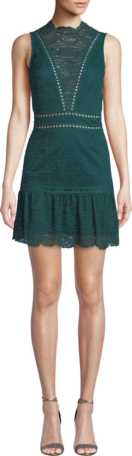 Saylor Rosemary Lace Open-Back Mini Dress