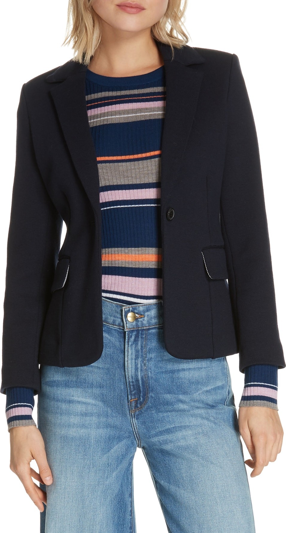 FRAME DENIM Shrunken Wool & Cotton Blazer