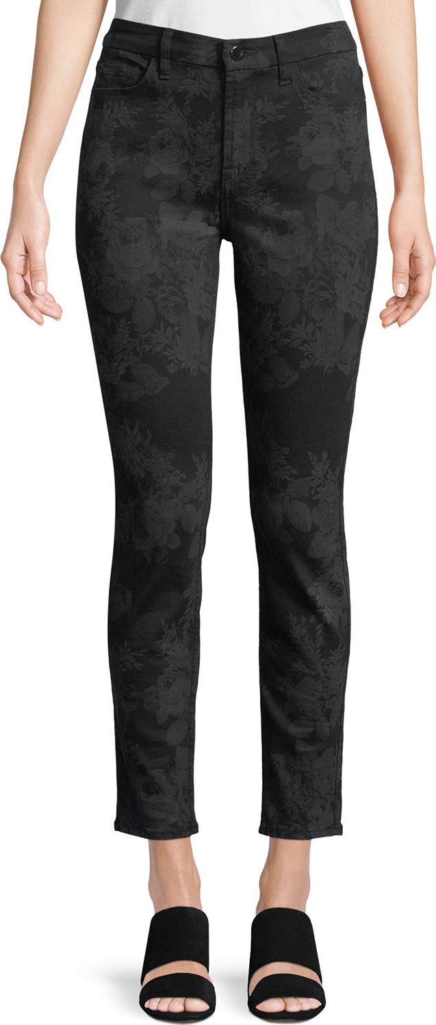 Jen7 Valencia Floral Lasered Skinny Ankle Jeans