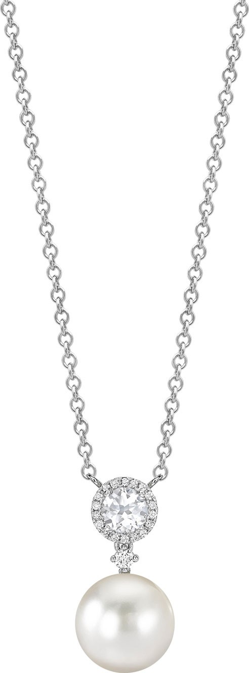 Kiki McDonough Bridal 18k Topaz, Diamond & Pearl Pendant Necklace