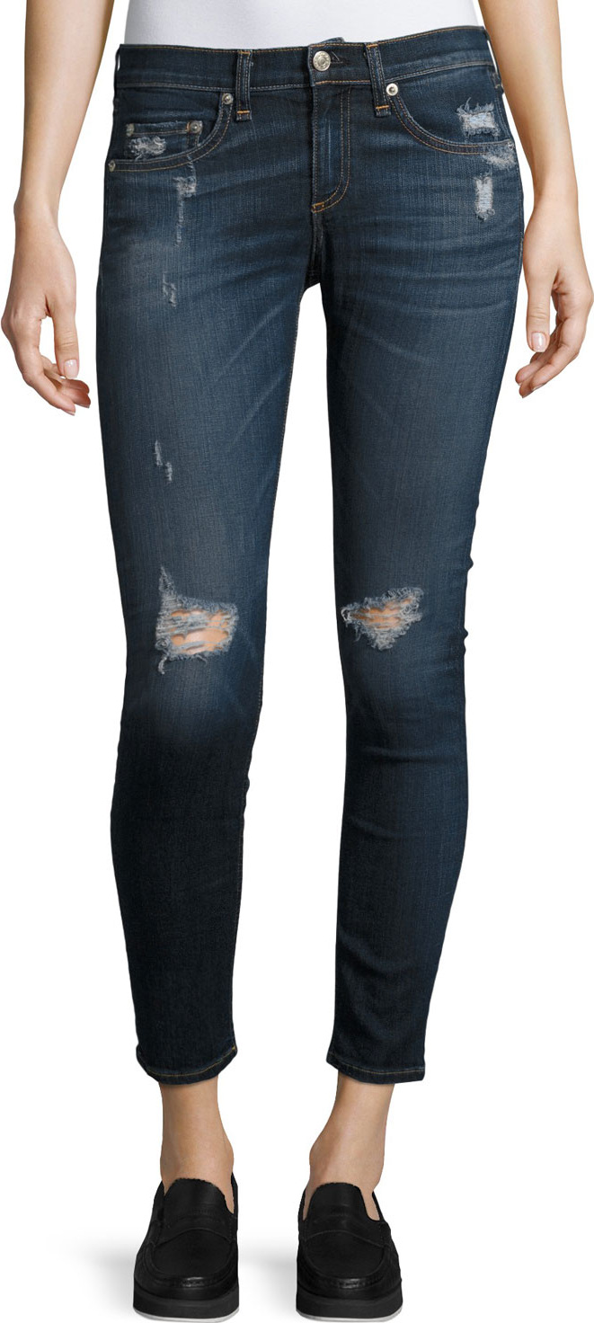 Rag & Bone Capri Denim Jeans W/ Rips