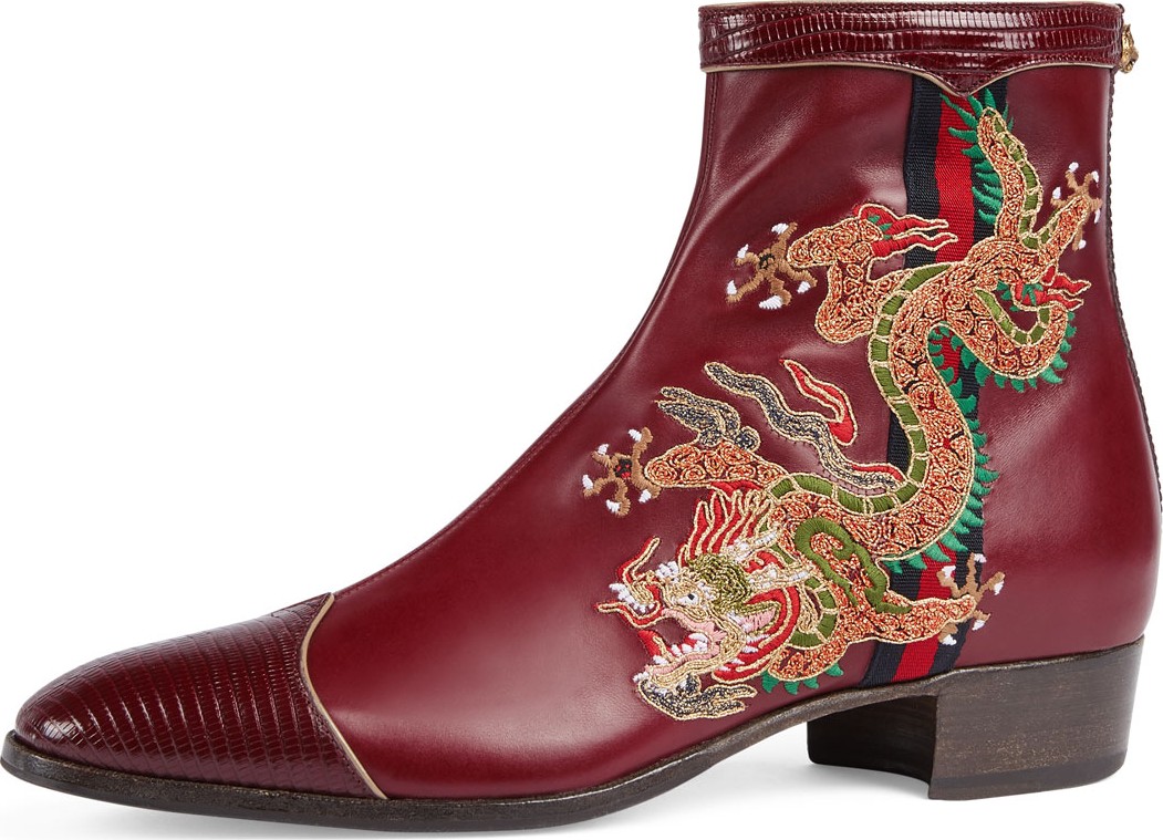 Gucci Leather Boot with Dragon