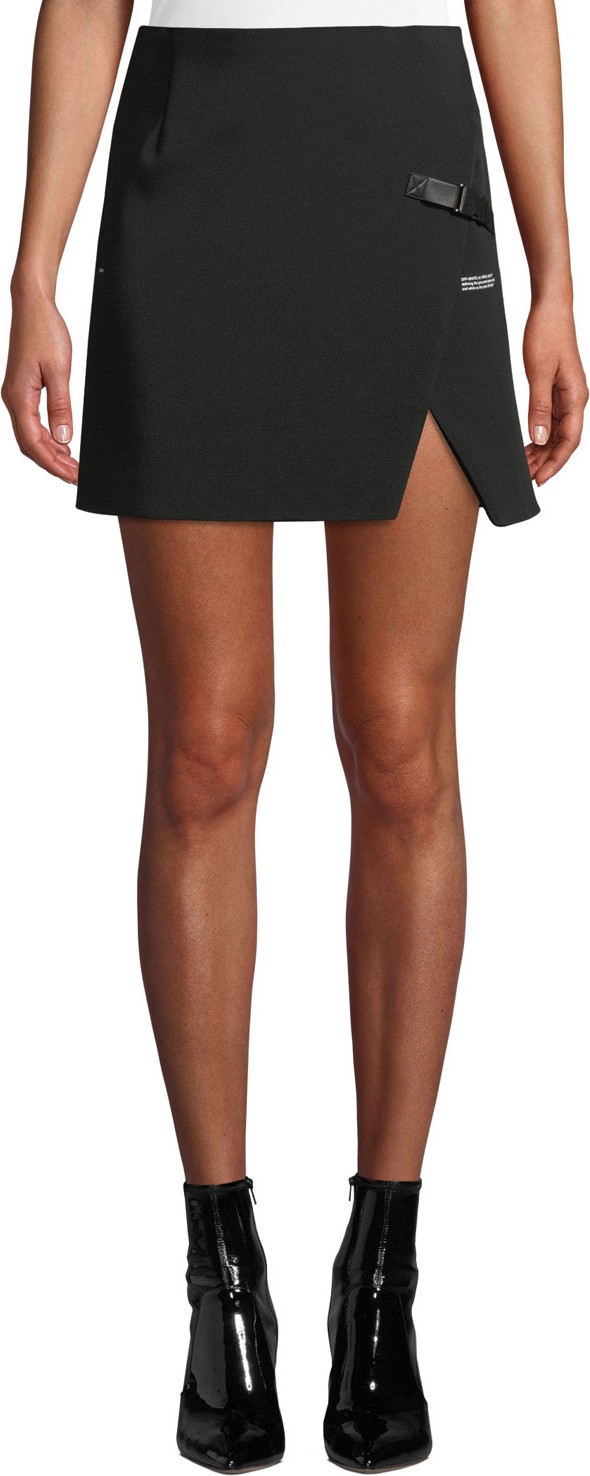 Off White Stretch Slit Mini Skirt