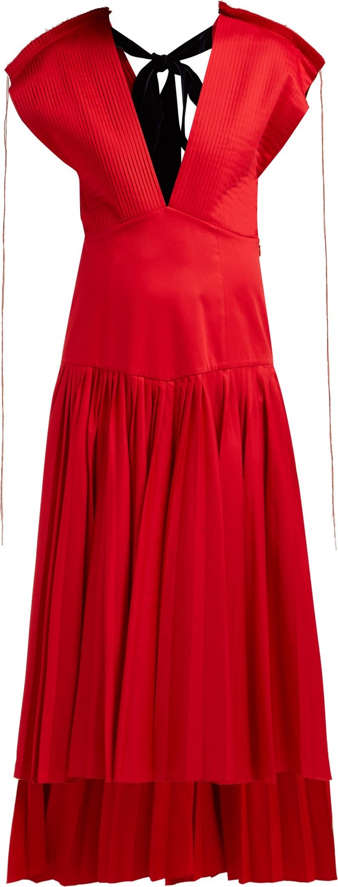 Khaite Theodora pleated cotton-poplin midi dress